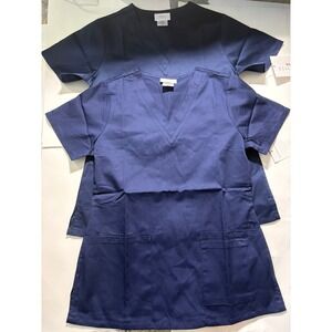 Barco Essentials Scrub Top XS Navy V-Neck Medical Uniform 2 Pack NWT